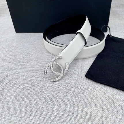 CC 26S BELT 30 MM IN WHITE CALFSKIN SLIVER HARDWARE 661509