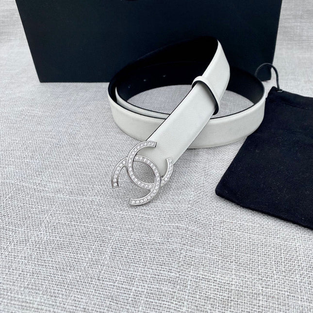 CC 26S BELT 30 MM IN WHITE CALFSKIN SLIVER HARDWARE 661509