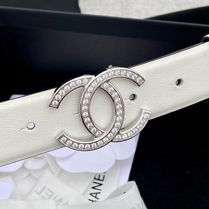 CC 26S BELT 30 MM IN WHITE CALFSKIN SLIVER HARDWARE 661509