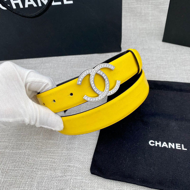 CC 26S BELT 30 MM IN YELLOW CALFSKIN SILVER HARDWARE 661510