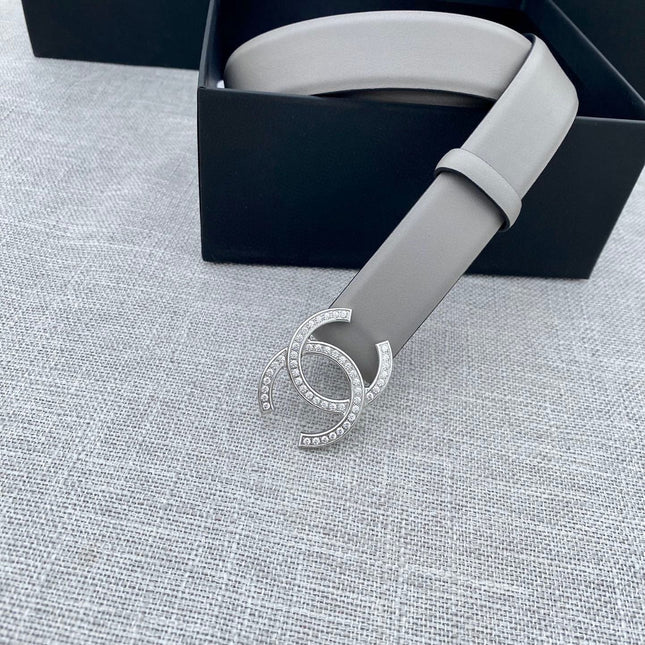 CC 26S BELT 30 MM IN GREY CALFSKIN SILVER HARDWARE 661511