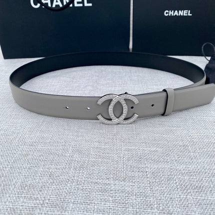 CC 26S BELT 30 MM IN GREY CALFSKIN SILVER HARDWARE 661511