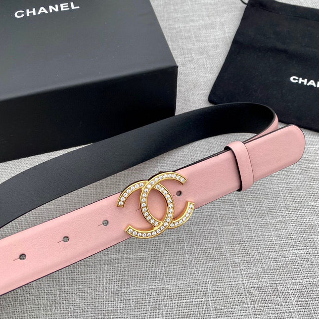 CC 26S BELT 30 MM IN LIGHT PINK CALFSKIN GOLD HARDWARE 661512