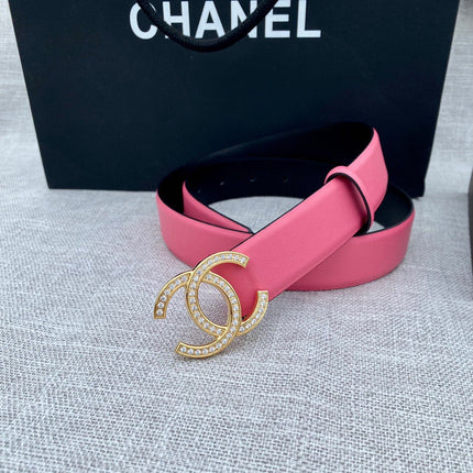 CC 26S BELT 30 MM IN PINK CALFSKIN GOLD HARDWARE 661513
