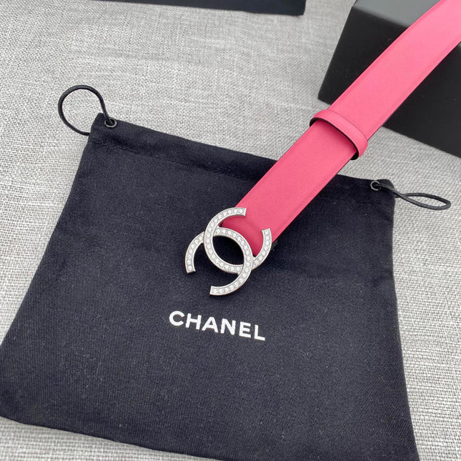 CC 26S BELT 30 MM IN PINK CALFSKIN SILVER HARDWARE 661513