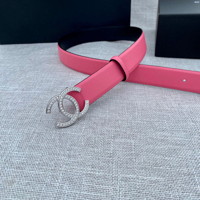 CC 26S BELT 30 MM IN PINK CALFSKIN SILVER HARDWARE 661513