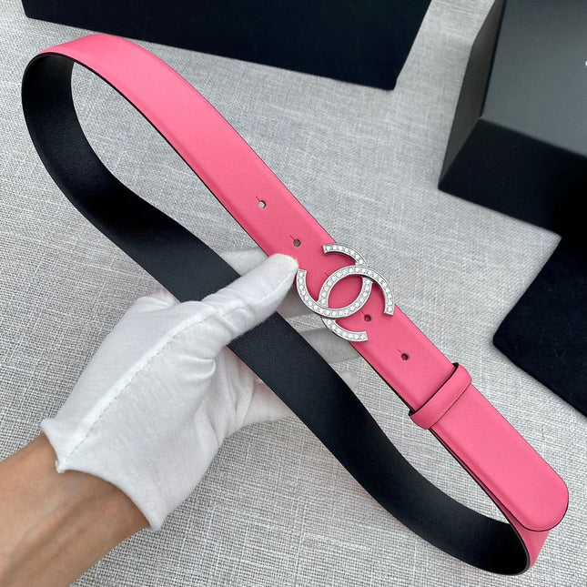 CC 26S BELT 30 MM IN PINK CALFSKIN SILVER HARDWARE 661513