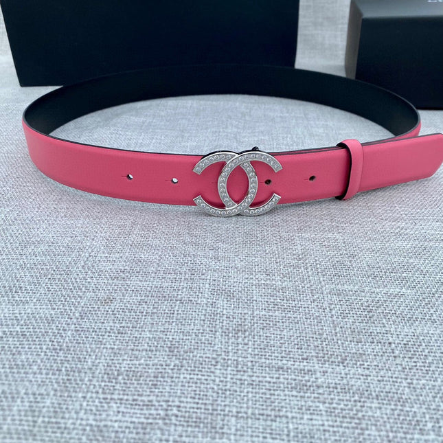 CC 26S BELT 30 MM IN PINK CALFSKIN SILVER HARDWARE 661513
