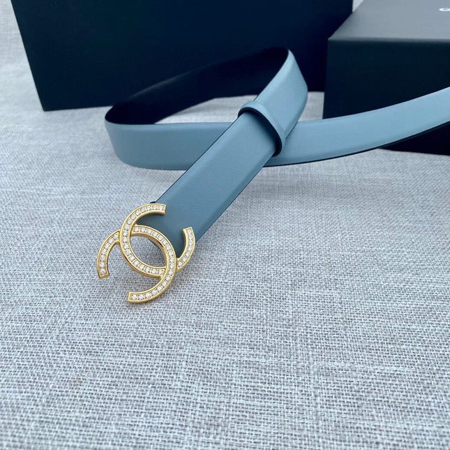 CC 26S BELT 30 MM IN LIGHT BLUE CALFSKIN GOLD HARDWARE 661514