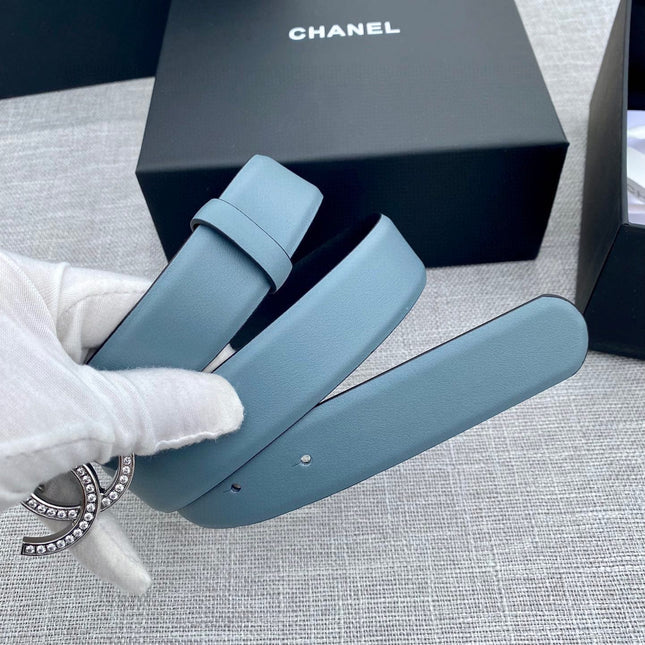 CC 26S BELT 30 MM IN LIGHT BLUE CALFSKIN SILVER HARDWARE 661514