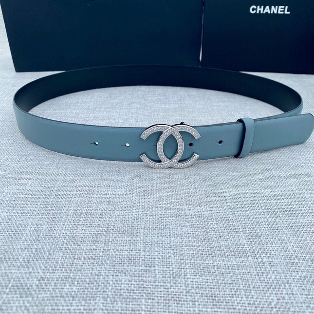 CC 26S BELT 30 MM IN LIGHT BLUE CALFSKIN SILVER HARDWARE 661514