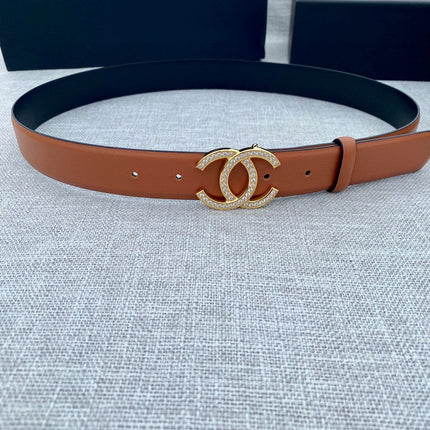 CC 26S BELT 30 MM IN CAMEL BROWN CALFSKIN GOLD HARDWARE 661515