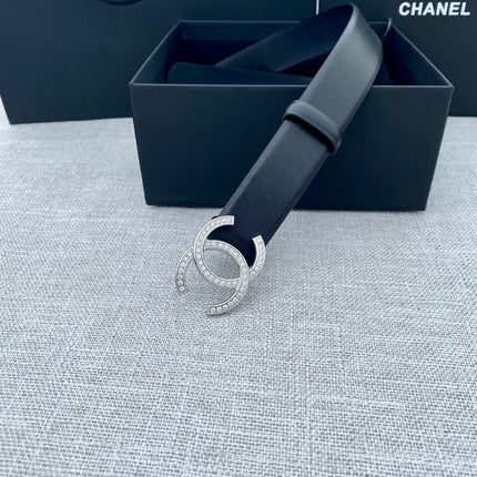 CC 26S BELT 30 MM IN BLACK CALFSKIN SILVER HARDWARE 661516