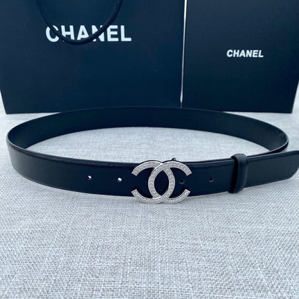 CC 26S BELT 30 MM IN BLACK CALFSKIN SILVER HARDWARE 661516