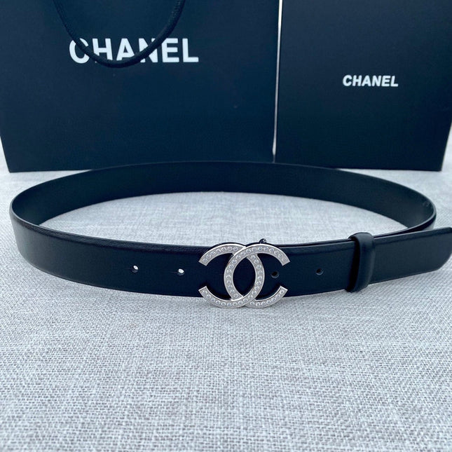CC 26S BELT 30 MM IN BLACK CALFSKIN SILVER HARDWARE 661516