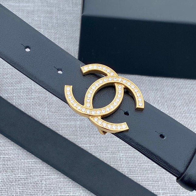 CC 26S BELT 30 MM IN BLACK CALFSKIN GOLD HARDWARE 661516