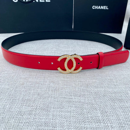 CC 26S BELT 30 MM IN RED CALFSKIN GOLD HARDWARE 661517