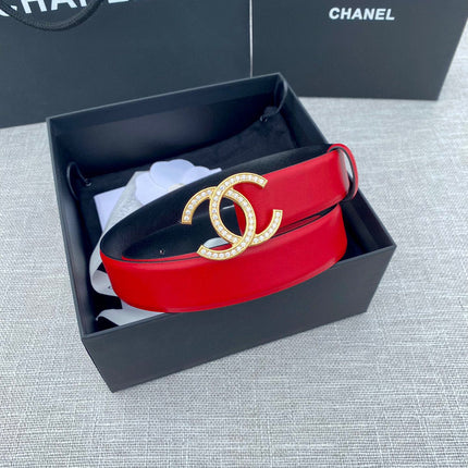 CC 26S BELT 30 MM IN RED CALFSKIN GOLD HARDWARE 661517