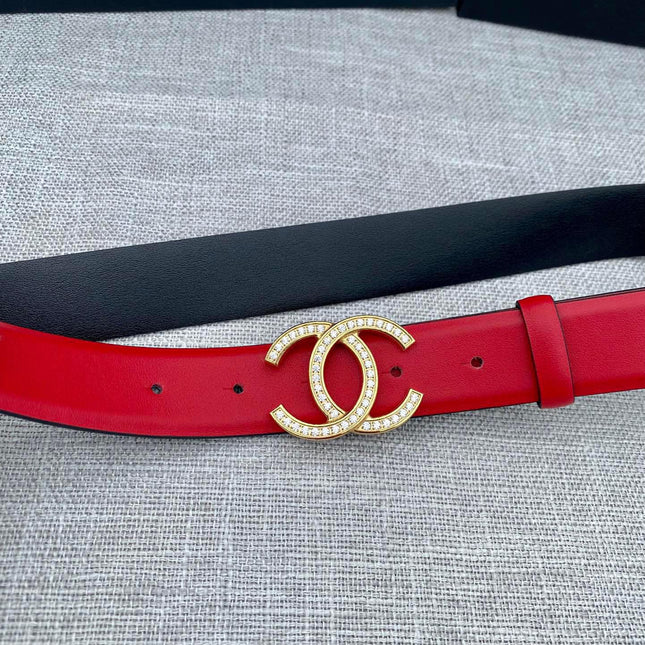 CC 26S BELT 30 MM IN RED CALFSKIN GOLD HARDWARE 661517