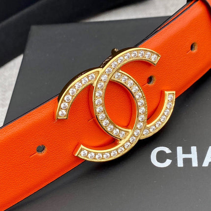 CC 26S BELT 30 MM IN ORANGE CALFSKIN GOLD HARDWARE 661518