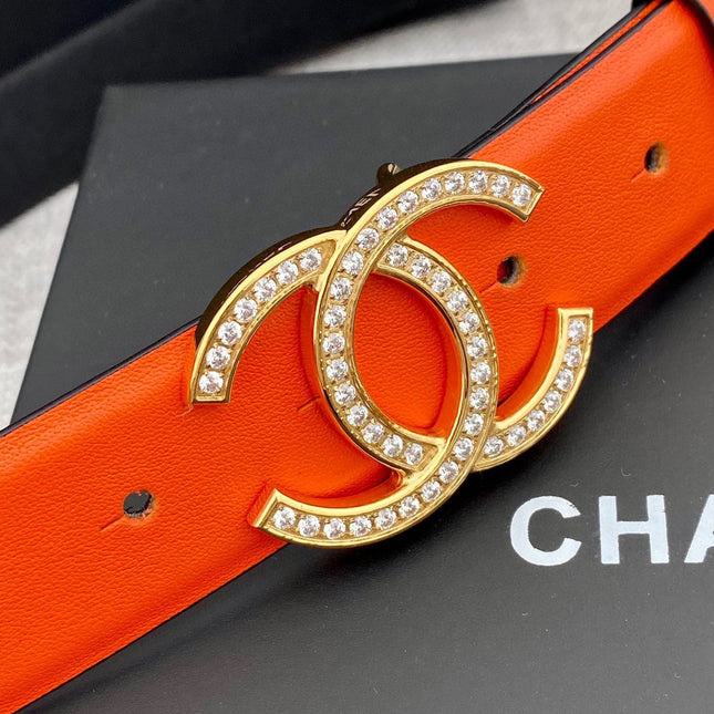CC 26S BELT 30 MM IN ORANGE CALFSKIN GOLD HARDWARE 661518