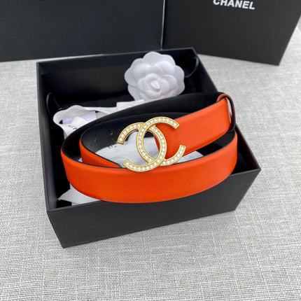 CC 26S BELT 30 MM IN ORANGE CALFSKIN GOLD HARDWARE 661518