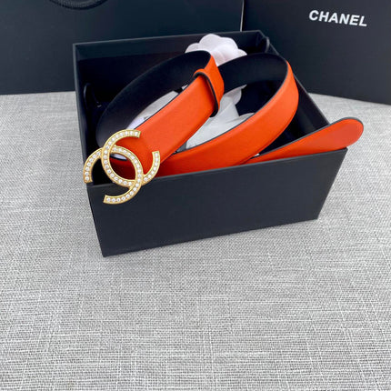 CC 26S BELT 30 MM IN ORANGE CALFSKIN GOLD HARDWARE 661518