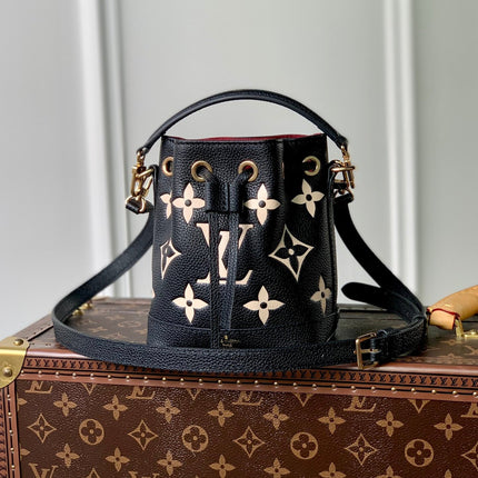 NANO NOÉ 16 IN BLACK BEIGE BICOLOR MONOGRAM EMPREINTE CALFSKIN