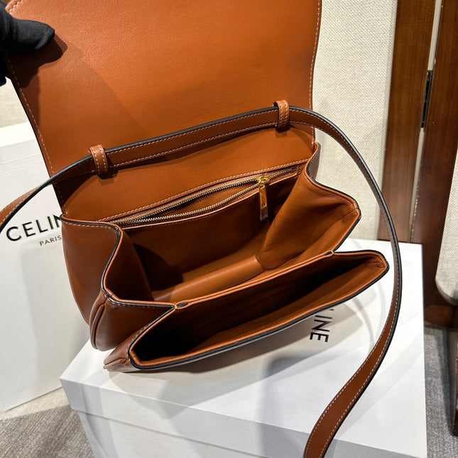 TABOU FLAP BAG 22 IN BRONZE BROWN SMOOTH CALFSKIN GOLD LOCK