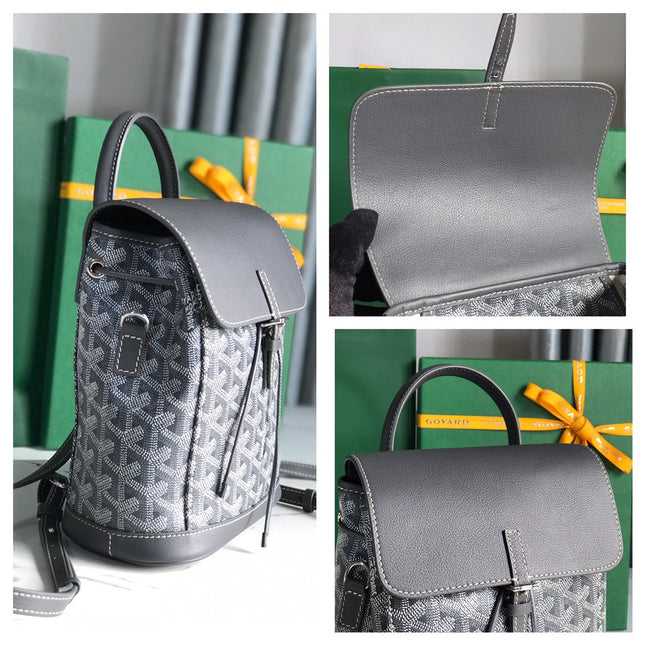 ALPIN MINI BACKPACK 21 IN GRAY LAMBSKIN AND GOYARDINE CANVAS