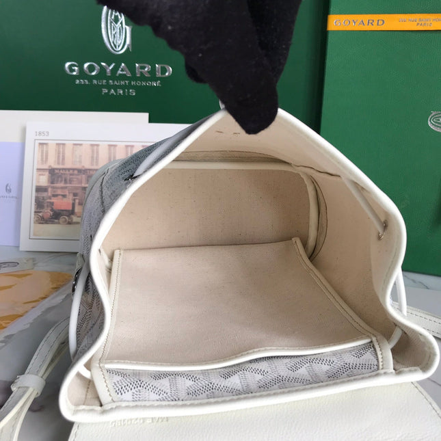 ALPIN MINI BACKPACK 21 IN WHITE LAMBSKIN AND GOYARDINE CANVAS