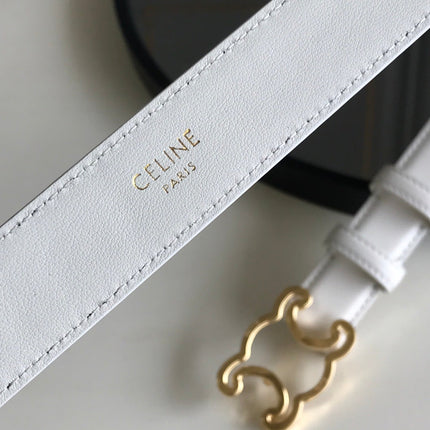 CELINE 25S BELT TRIOMPHE 25MM IN WHITE CALFSKIN 559674