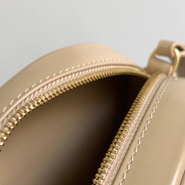 SMOOTH CALFSKIN 16 OVAL BEIGE CREAM BAG