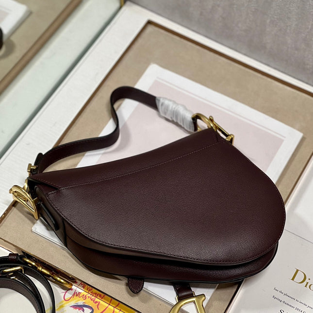 DIOR 26S SADDLE BAG 25 IN DARK RED CALFSKIN
