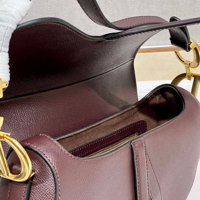 DIOR 26S SADDLE BAG 25 IN DARK RED CALFSKIN