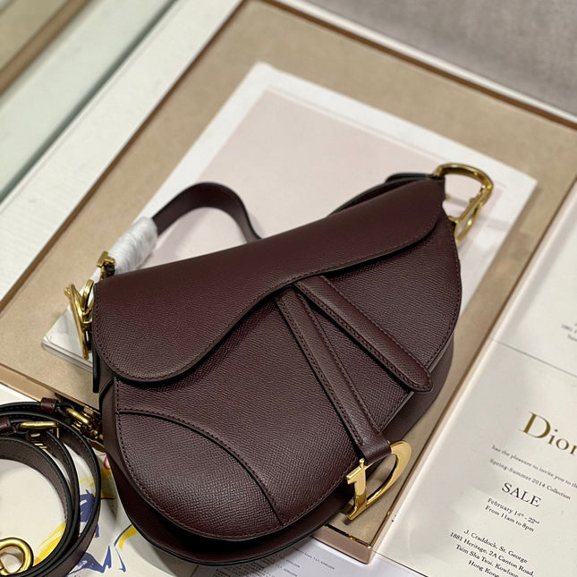DIOR 26S SADDLE BAG 19 IN DARK RED CALFSKIN