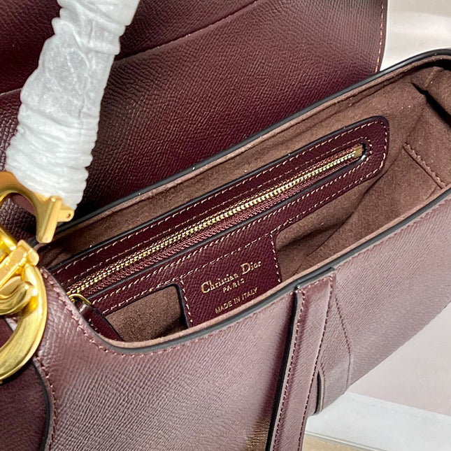 DIOR 26S SADDLE BAG 19 IN DARK RED CALFSKIN