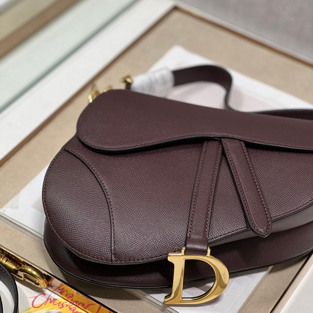 DIOR 26S SADDLE BAG 25 IN DARK RED CALFSKIN