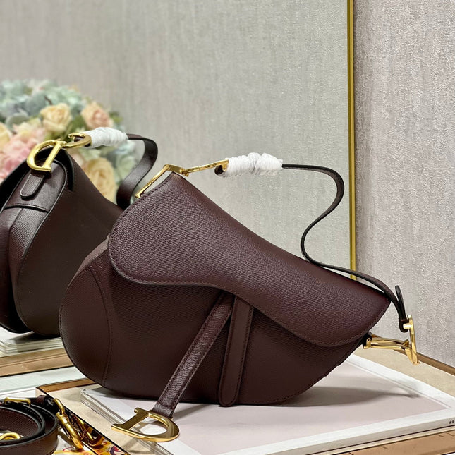 DIOR 26S SADDLE BAG 19 IN DARK RED CALFSKIN