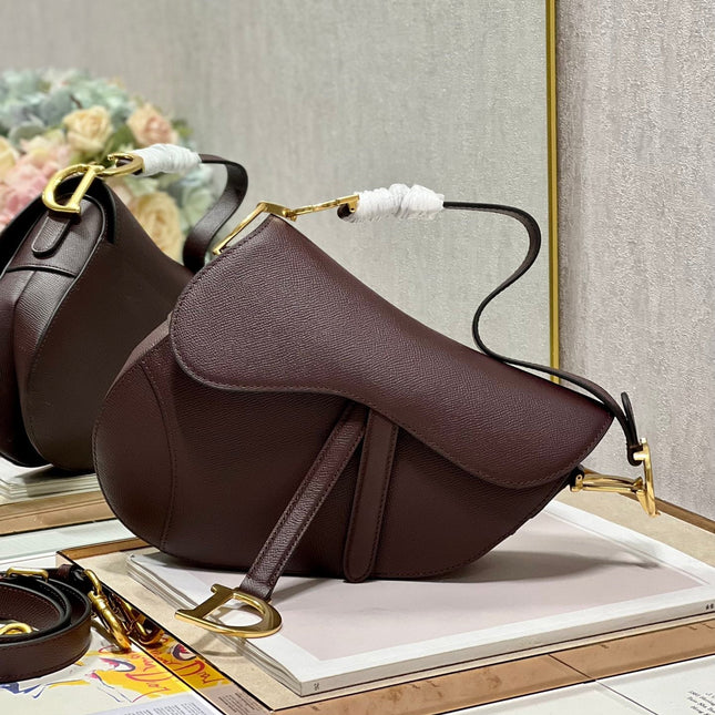 DIOR 26S SADDLE BAG 25 IN DARK RED CALFSKIN