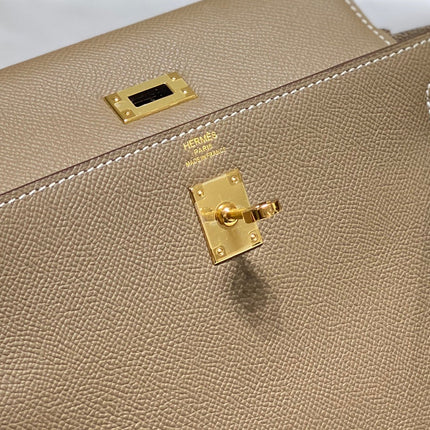 KELLY 25CM IN ETOUPE EPSOM CALFSKIN GOLD HARDWARE