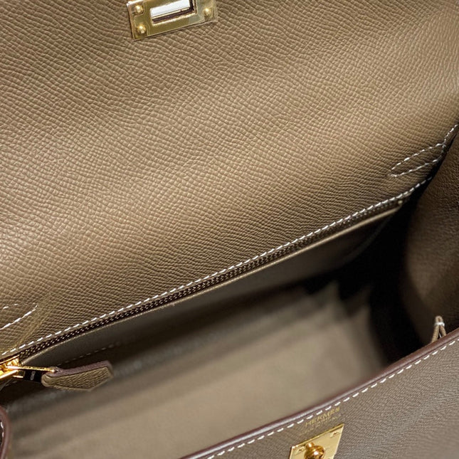 KELLY 25CM IN ETOUPE EPSOM CALFSKIN GOLD HARDWARE