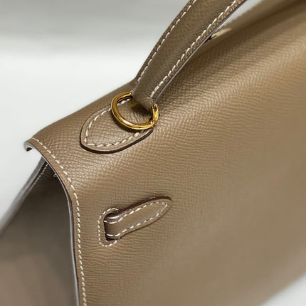 KELLY 25CM IN ETOUPE EPSOM CALFSKIN GOLD HARDWARE