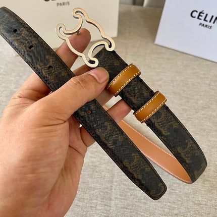 CL logo Cut-out Belt 25mm Black Tan Triomphe Canvas Shw