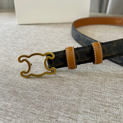 CL logo Cut-out Belt 25mm Black Tan Triomphe Canvas Ghw
