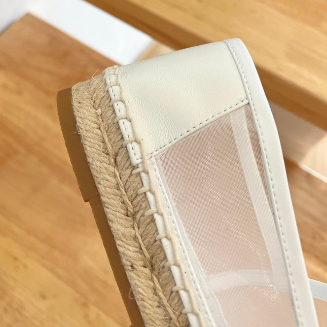 SL YVES LOGO SLIP ON WHITE CALFSKIN AND MESH