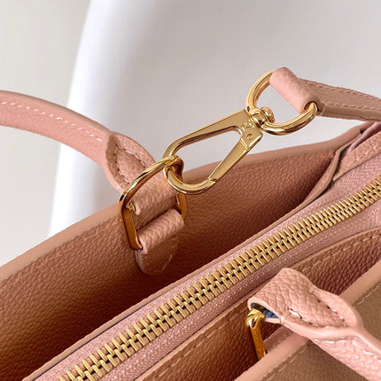 PETIT PALAIS PM LARGE SHOULDER BAG 34 IN PINK EMBOSSED COWHIDE GOLD-TONE HARDWARE