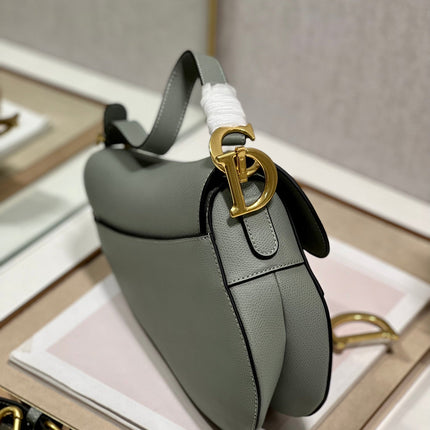 DIOR 26S SADDLE BAG 25 IN STONE GREY CALFSKIN