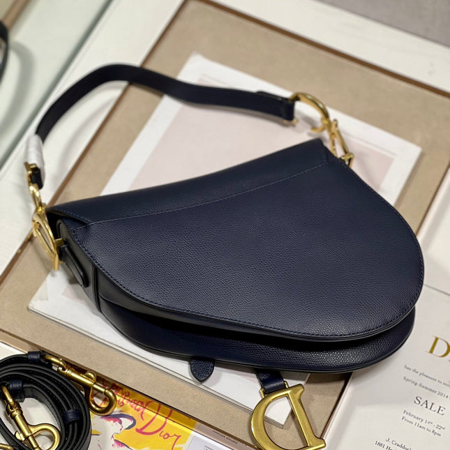 DIOR 26S SADDLE BAG 19 IN NAVY BLUE CALFSKIN