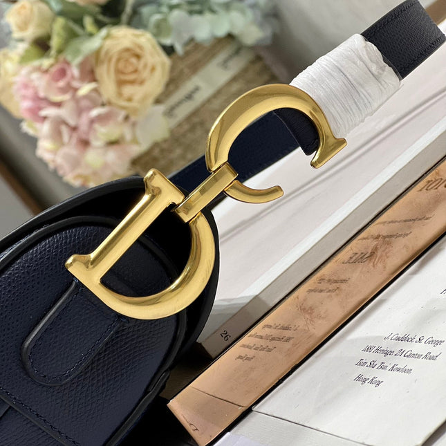 DIOR 26S SADDLE BAG 25 IN NAVY BLUE CALFSKIN